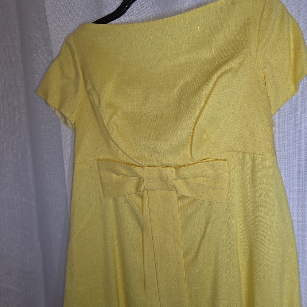 Priscilla Of Boston 1950's Elegant Yellow Bow Dress Vintage